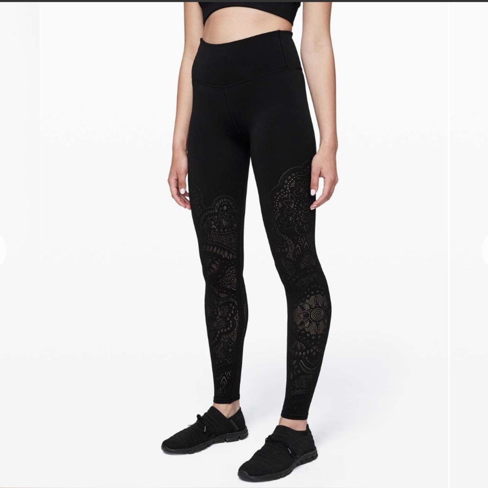 lululemon athletica Black Lace Detail Leggings